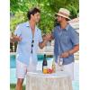 image:imageCOOFANDY Mens Button Down Shirts Short Sleeve Casual Shirt Summer Beach Textured ShirtsDenim Blue