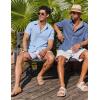 image:imageCOOFANDY Mens Button Down Shirts Short Sleeve Casual Shirt Summer Beach Textured ShirtsDenim Blue
