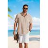 image:imageCOOFANDY Mens Button Down Shirts Short Sleeve Casual Shirt Summer Beach Textured ShirtsKhaki