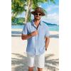 image:imageCOOFANDY Mens Button Down Shirts Short Sleeve Casual Shirt Summer Beach Textured ShirtsLight Blue
