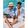 image:imageCOOFANDY Mens Button Down Shirts Short Sleeve Casual Shirt Summer Beach Textured ShirtsLight Blue