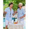 image:imageCOOFANDY Mens Button Down Shirts Short Sleeve Casual Shirt Summer Beach Textured ShirtsLight Blue