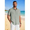 image:imageCOOFANDY Mens Button Down Shirts Short Sleeve Casual Shirt Summer Beach Textured ShirtsLight Green