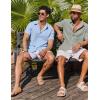 image:imageCOOFANDY Mens Button Down Shirts Short Sleeve Casual Shirt Summer Beach Textured ShirtsLight Green