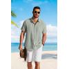 image:imageCOOFANDY Mens Button Down Shirts Short Sleeve Casual Shirt Summer Beach Textured ShirtsLight Green