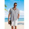 image:imageCOOFANDY Mens Button Down Shirts Short Sleeve Casual Shirt Summer Beach Textured ShirtsLight Grey