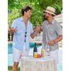 image:imageCOOFANDY Mens Button Down Shirts Short Sleeve Casual Shirt Summer Beach Textured ShirtsLight Grey