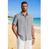 image:imageCOOFANDY Mens Button Down Shirts Short Sleeve Casual Shirt Summer Beach Textured ShirtsLight Grey