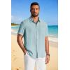 image:imageCOOFANDY Mens Button Down Shirts Short Sleeve Casual Shirt Summer Beach Textured ShirtsMint Green
