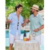 image:imageCOOFANDY Mens Button Down Shirts Short Sleeve Casual Shirt Summer Beach Textured ShirtsMint Green