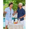 image:imageCOOFANDY Mens Button Down Shirts Short Sleeve Casual Shirt Summer Beach Textured ShirtsNavy Blue