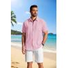 image:imageCOOFANDY Mens Button Down Shirts Short Sleeve Casual Shirt Summer Beach Textured ShirtsPink
