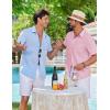 image:imageCOOFANDY Mens Button Down Shirts Short Sleeve Casual Shirt Summer Beach Textured ShirtsPink