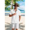 image:imageCOOFANDY Mens Button Down Shirts Short Sleeve Casual Shirt Summer Beach Textured ShirtsWhite