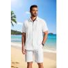 image:imageCOOFANDY Mens Button Down Shirts Short Sleeve Casual Shirt Summer Beach Textured ShirtsWhite