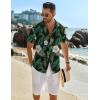 image:imageCOOFANDY Mens Button Down Short Sleeve Shirt Casual Beach Shirt Summer Vacation Textured ShirtsBlackgreen Leaves