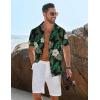 image:imageCOOFANDY Mens Button Down Short Sleeve Shirt Casual Beach Shirt Summer Vacation Textured ShirtsBlackgreen Leaves
