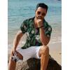 image:imageCOOFANDY Mens Button Down Short Sleeve Shirt Casual Beach Shirt Summer Vacation Textured ShirtsBlackgreen Leaves