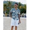image:imageCOOFANDY Mens Button Down Short Sleeve Shirt Casual Beach Shirt Summer Vacation Textured ShirtsBlue