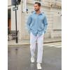 image:imageCOOFANDY Mens Casual Button Down Long Sleeve Untucked Denim Dress ShirtClear Blue