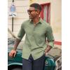 image:imageCOOFANDY Mens Casual Button Down Long Sleeve Untucked Denim Dress ShirtLight Green