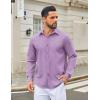 image:imageCOOFANDY Mens Casual Button Down Long Sleeve Untucked Denim Dress ShirtLight Purple