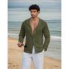 image:imageCOOFANDY Mens Casual Button Down Shirt Summer Beach Shirts Lightweight Hoodie Sun Protection Coverup for Travel VacationArmy Green