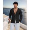 image:imageCOOFANDY Mens Casual Button Down Shirt Summer Beach Shirts Lightweight Hoodie Sun Protection Coverup for Travel VacationBlack