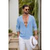 image:imageCOOFANDY Mens Casual Button Down Shirt Summer Beach Shirts Lightweight Hoodie Sun Protection Coverup for Travel VacationBlue