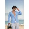 image:imageCOOFANDY Mens Casual Button Down Shirt Summer Beach Shirts Lightweight Hoodie Sun Protection Coverup for Travel VacationBlue