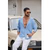 image:imageCOOFANDY Mens Casual Button Down Shirt Summer Beach Shirts Lightweight Hoodie Sun Protection Coverup for Travel VacationBlue