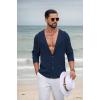 image:imageCOOFANDY Mens Casual Button Down Shirt Summer Beach Shirts Lightweight Hoodie Sun Protection Coverup for Travel VacationNavy Blue