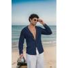 image:imageCOOFANDY Mens Casual Button Down Shirt Summer Beach Shirts Lightweight Hoodie Sun Protection Coverup for Travel VacationNavy Blue