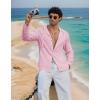 image:imageCOOFANDY Mens Casual Button Down Shirt Summer Beach Shirts Lightweight Hoodie Sun Protection Coverup for Travel VacationPink