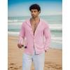 image:imageCOOFANDY Mens Casual Button Down Shirt Summer Beach Shirts Lightweight Hoodie Sun Protection Coverup for Travel VacationPink