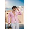 image:imageCOOFANDY Mens Casual Button Down Shirt Summer Beach Shirts Lightweight Hoodie Sun Protection Coverup for Travel VacationPink