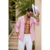 image:imageCOOFANDY Mens Casual Button Down Shirt Summer Beach Shirts Lightweight Hoodie Sun Protection Coverup for Travel VacationPink