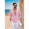 image:imageCOOFANDY Mens Casual Button Down Shirt Summer Beach Shirts Lightweight Hoodie Sun Protection Coverup for Travel VacationPink