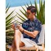 image:imageCOOFANDY Mens Casual Button Down Shirts Short Sleeve Textured Summer Beach ShirtsBlackcoconut Tree