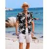 image:imageCOOFANDY Mens Casual Button Down Shirts Short Sleeve Textured Summer Beach ShirtsBlackwhite Flower
