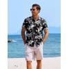 image:imageCOOFANDY Mens Casual Button Down Shirts Short Sleeve Textured Summer Beach ShirtsBlackwhite Flower