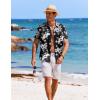 image:imageCOOFANDY Mens Casual Button Down Shirts Short Sleeve Textured Summer Beach ShirtsBlackwhite Flower