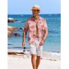 image:imageCOOFANDY Mens Casual Button Down Shirts Short Sleeve Textured Summer Beach ShirtsPink Coconut Tree  Sea