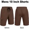 image:imageCOOFANDY Mens Casual Cargo Shorts 10 Drawstring Elastic Waist Shorts Summer Cotton Chino Work Shorts with 6 PocketsBrown