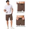 image:imageCOOFANDY Mens Casual Cargo Shorts 10 Drawstring Elastic Waist Shorts Summer Cotton Chino Work Shorts with 6 PocketsBrown