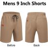 image:imageCOOFANDY Mens Casual Shorts 9 Chino Cotton Shorts Summer Beach Drawstring Shorts with PocketsDark Khaki
