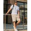 image:imageCOOFANDY Mens Casual Shorts 9 Chino Cotton Shorts Summer Beach Drawstring Shorts with PocketsLight Khaki