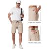 image:imageCOOFANDY Mens Casual Shorts 9 Chino Cotton Shorts Summer Beach Drawstring Shorts with PocketsLight Khaki