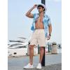 image:imageCOOFANDY Mens Casual Shorts 9 Flat Front Elastic Waist Linen Dress Shorts Lightweight Summer Outfits with PocketsBeige