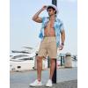 image:imageCOOFANDY Mens Casual Shorts 9 Flat Front Elastic Waist Linen Dress Shorts Lightweight Summer Outfits with PocketsKhaki